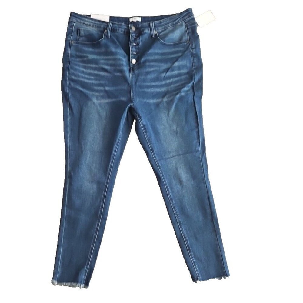 Nordstrom BP. Raw Hem Jeans Ladies Size 18‎ Dark Wash Button Front New With Tags